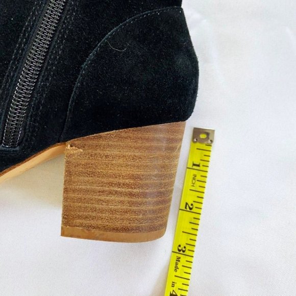 Aldo Black Suede Leather Open Toe Stacked Heel Shoes Heels 6 - Picture 9 of 11